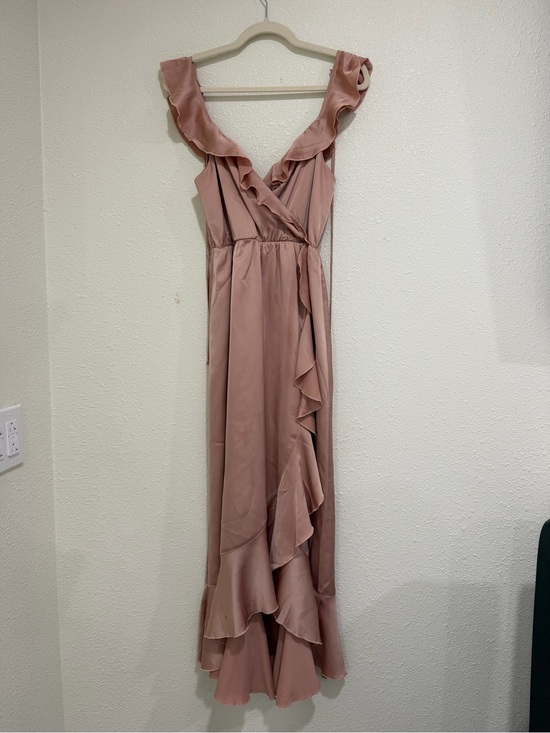 Show Me Your MuMu Dresses & Skirts - Show Me Your MUMU Samantha Ruffle Wrap Maxi Dress - Champagne Rose Gold